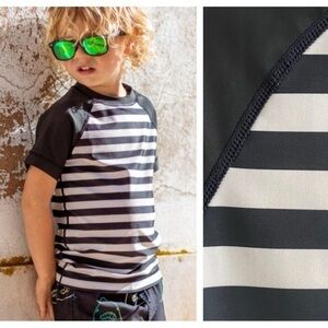 Tea Collection Black White Stripe Swim Rashguard 8